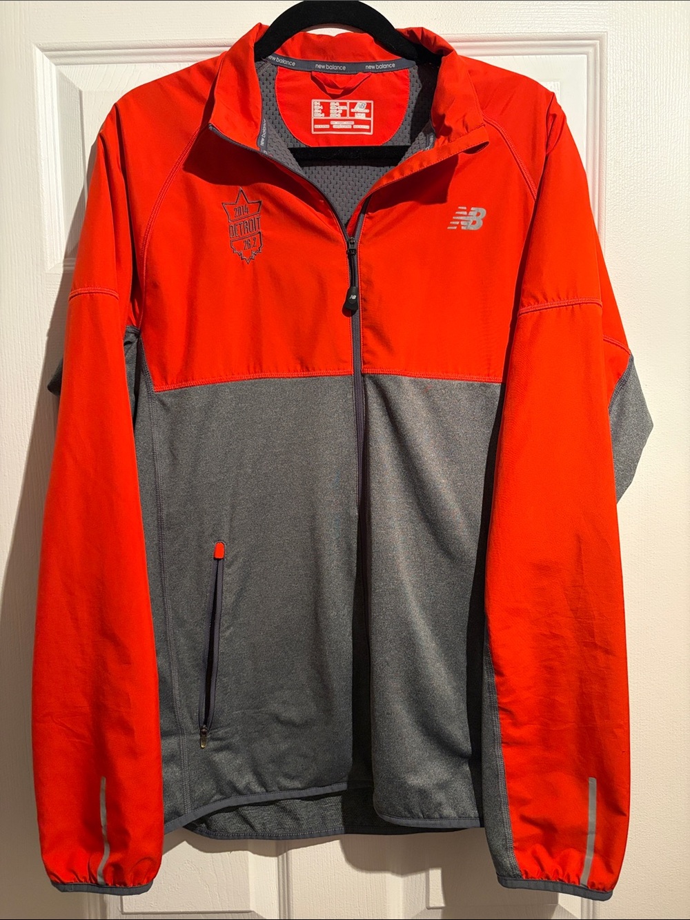 New Balance Men's orange and Gray Colorblock Performance Jacket - 2014 Marathon
